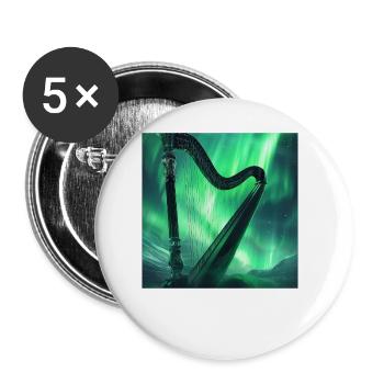 Harfe - Buttons groß 56 mm (5er Pack) - Weiß - Vorne