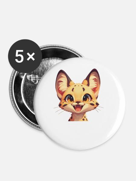 Servale Serval - Buttons groß 56 mm (5er Pack) - Weiß