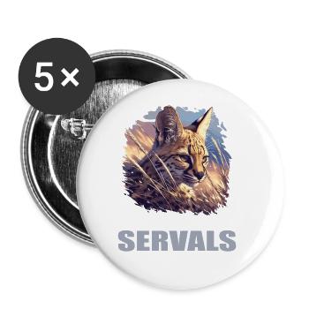 Servale Serval - Buttons groß 56 mm (5er Pack) - Weiß - Vorne