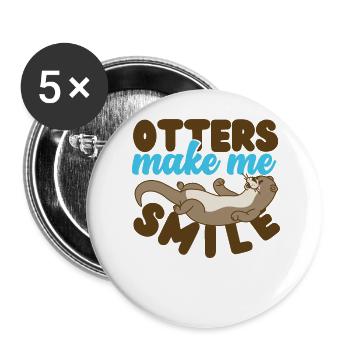 Otter Otters Make Me Smile - Buttons large 2.2''/56 mm (5-pack) - white - Front
