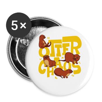 Loutre Jeu de mots Loutre Chaos - Lot de 5 grands badges (56 mm) - blanc - Devant