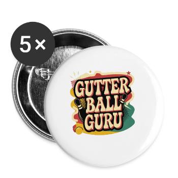 Gutter Ball Guru 10 - Buttons groß 56 mm (5er Pack) - Weiß - Vorne