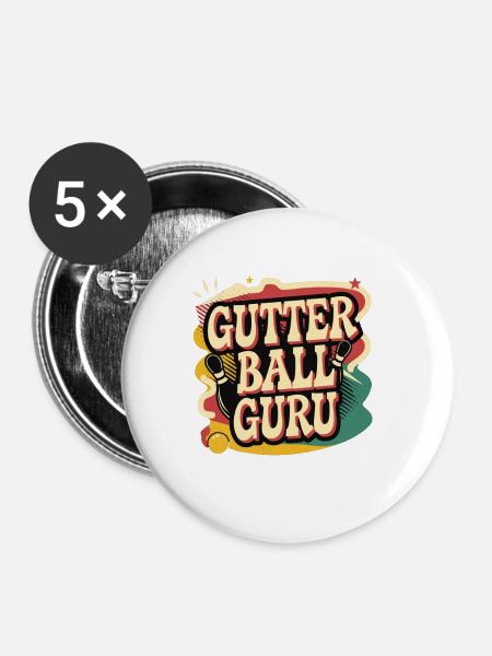 Gutter Ball Guru 10 - Buttons groß 56 mm (5er Pack) - Weiß