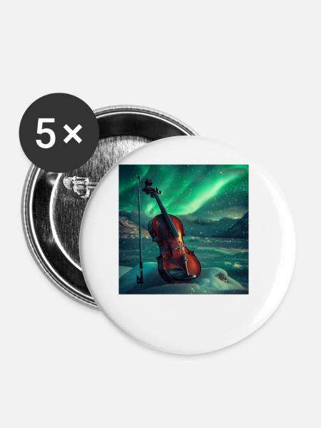Violine - Buttons groß 56 mm (5er Pack) - Weiß