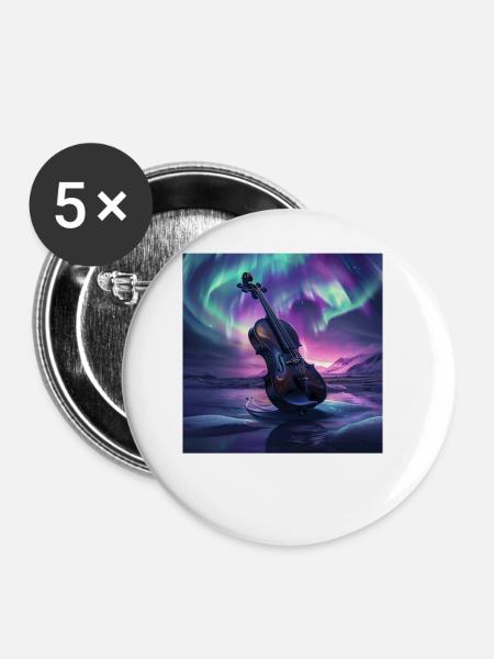 Violine - Buttons groß 56 mm (5er Pack) - Weiß