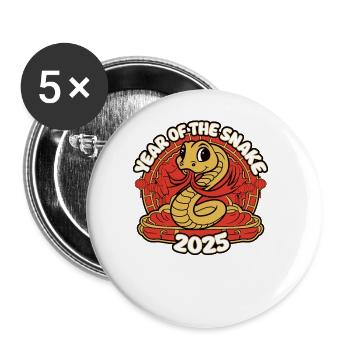 Chinese Year 2025 Year of the Snake - Buttons large 2.2''/56 mm (5-pack) - white - Front