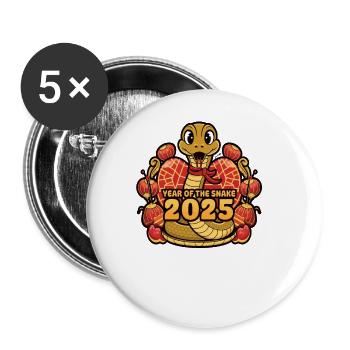 Chinese Year 2025 Year of the Snake - Buttons large 2.2''/56 mm (5-pack) - white - Front