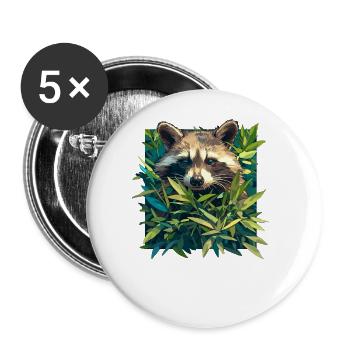 Ratons laveurs Raton laveur - Lot de 5 grands badges (56 mm) - blanc - Devant