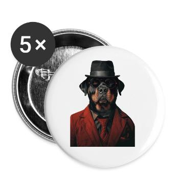 Rottweiler - Buttons groß 56 mm (5er Pack) - Weiß - Vorne
