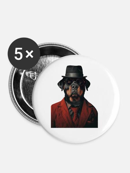 Rottweiler - Buttons groß 56 mm (5er Pack) - Weiß