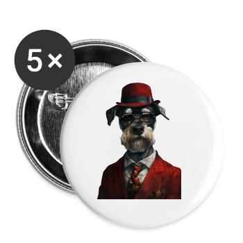 Schnauzer - Buttons groß 56 mm (5er Pack) - Weiß - Vorne