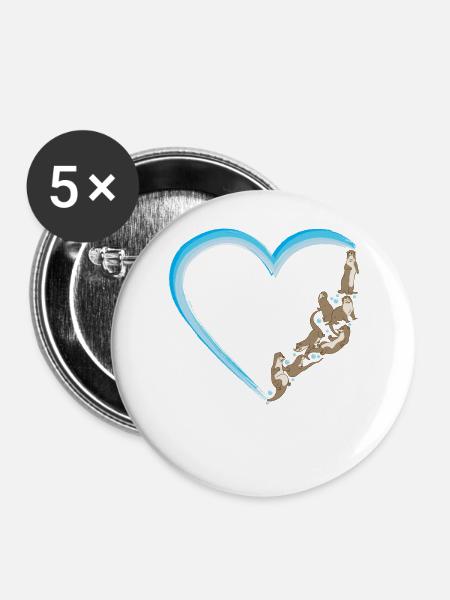Otter Heart - Buttons groß 56 mm (5er Pack) - Weiß
