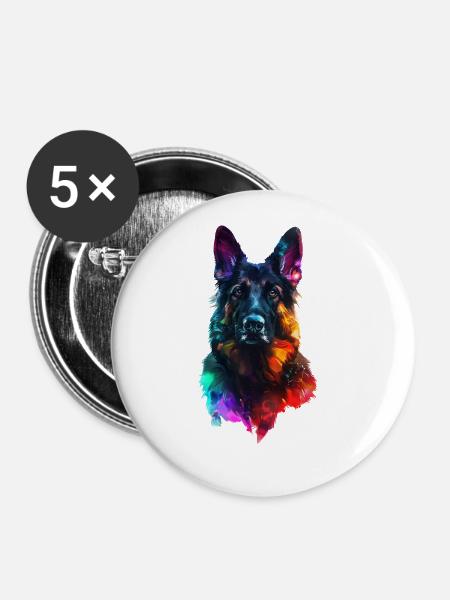 Deutscher Schäferhund - Buttons groß 56 mm (5er Pack) - Weiß