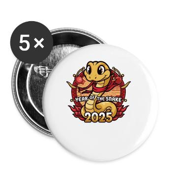 Chinese Year 2025 Year of the Snake - Buttons large 2.2''/56 mm (5-pack) - white - Front