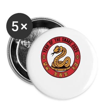 Année Chinoise 2025 Année du Serpent - Lot de 5 grands badges (56 mm) - blanc - Devant