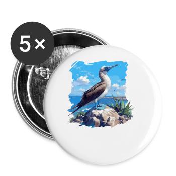 Fou à pieds bleus - Lot de 5 grands badges (56 mm) - blanc - Devant
