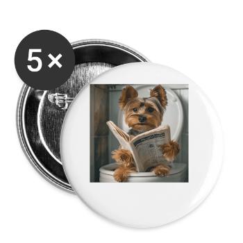 Yorkshire Terrier - Buttons groß 56 mm (5er Pack) - Weiß - Vorne