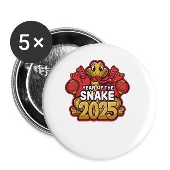 Année Chinoise 2025 Année du Serpent - Lot de 5 grands badges (56 mm) - blanc - Devant