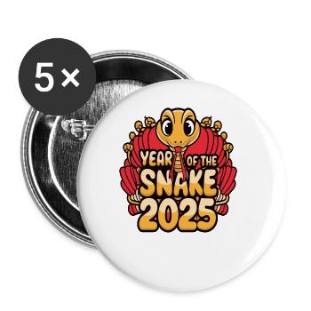 Chinese Year 2025 Year of the Snake - Buttons large 2.2''/56 mm (5-pack) - white - Front