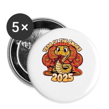Chinese Year 2025 Year of the Snake - Buttons large 2.2''/56 mm (5-pack) - white - Front