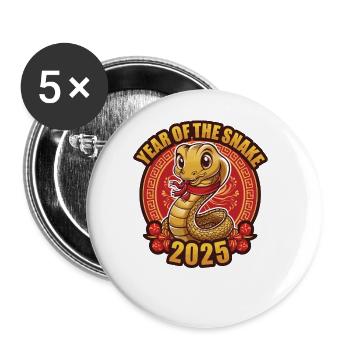 Chinese Year 2025 Year of the Snake - Buttons large 2.2''/56 mm (5-pack) - white - Front