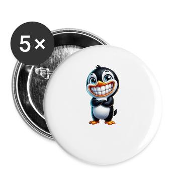 Cute grinning penguin cartoon - Buttons large 2.2''/56 mm (5-pack) - white - Front