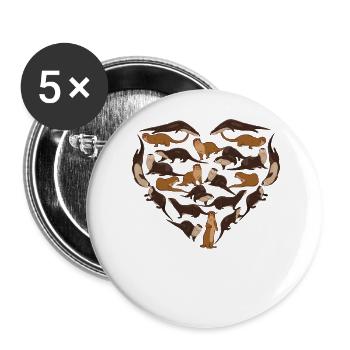 Cœur de loutre - Lot de 5 grands badges (56 mm) - blanc - Devant