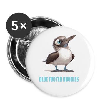 Blaufußtölpel - Buttons groß 56 mm (5er Pack) - Weiß - Vorne