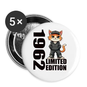 Limited Edition 1962 Birthday Born 1962 - Buttons large 2.2''/56 mm (5-pack) - white - Front