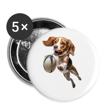 Beagle - Buttons groß 56 mm (5er Pack) - Weiß - Vorne