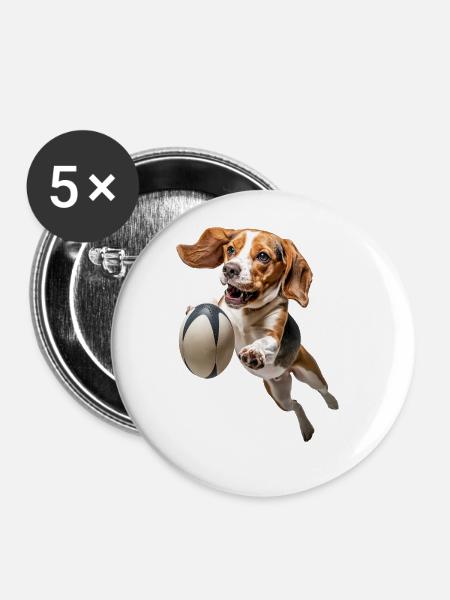 Beagle - Buttons groß 56 mm (5er Pack) - Weiß