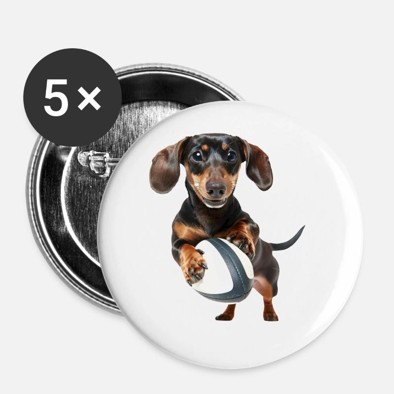 Dackel - Buttons groß 56 mm (5er Pack) - Weiß