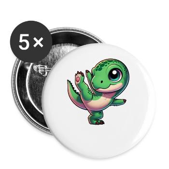 T-Rex dansant sur une jambe Dinosaure en équilibre - Lot de 5 grands badges (56 mm) - blanc - Devant