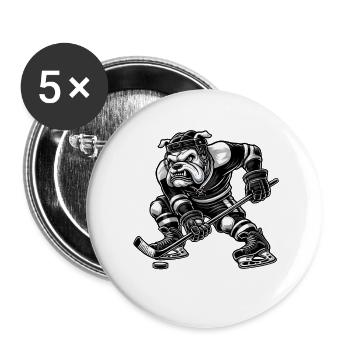 Bulldogge Eishockey Spieler Cartoon Entschlossen - Buttons large 2.2''/56 mm (5-pack) - white - Front