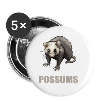 Opossum Opossums - Buttons groß 56 mm (5er Pack) - Weiß - Vorne