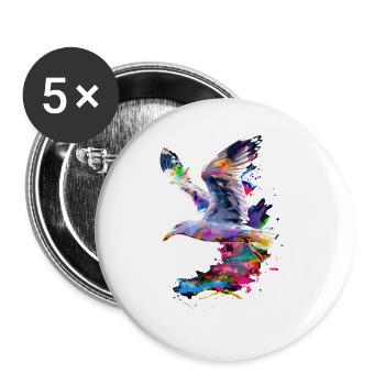 Möwe - Buttons groß 56 mm (5er Pack) - Weiß - Vorne