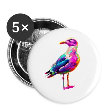 Möwe - Buttons groß 56 mm (5er Pack) - Weiß - Vorne