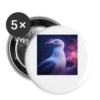 Möwe - Buttons groß 56 mm (5er Pack) - Weiß - Vorne