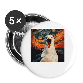 Möwe - Buttons groß 56 mm (5er Pack) - Weiß - Vorne