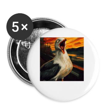 Möwe - Buttons groß 56 mm (5er Pack) - Weiß - Vorne