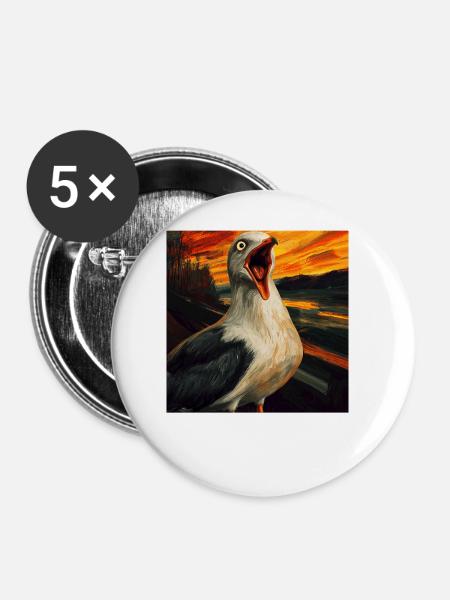 Möwe - Buttons groß 56 mm (5er Pack) - Weiß