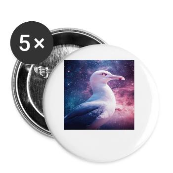 Möwe - Buttons groß 56 mm (5er Pack) - Weiß - Vorne