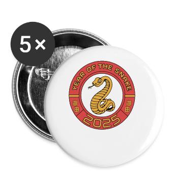 Chinese Year 2025 Year of the Snake - Buttons large 2.2''/56 mm (5-pack) - white - Front