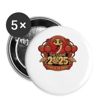 Chinese Year 2025 Year of the Snake - Buttons large 2.2''/56 mm (5-pack) - white - Front