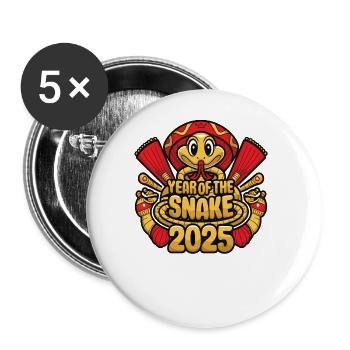Chinese Year 2025 Year of the Snake - Buttons large 2.2''/56 mm (5-pack) - white - Front