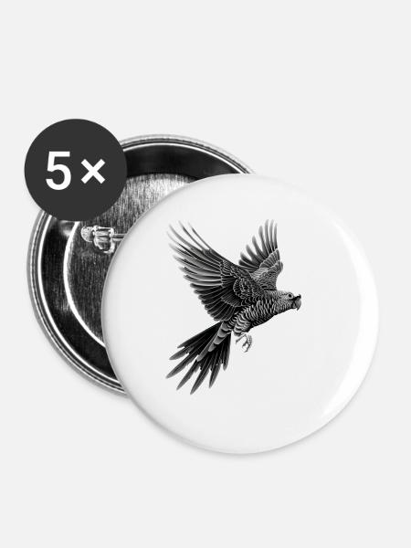 Sittiche - Buttons groß 56 mm (5er Pack) - Weiß