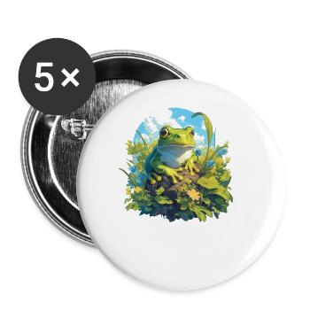 Frosch Frösche - Buttons groß 56 mm (5er Pack) - Weiß - Vorne