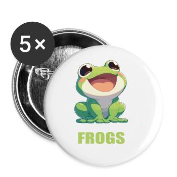 Frosch Frösche - Buttons groß 56 mm (5er Pack) - Weiß - Vorne