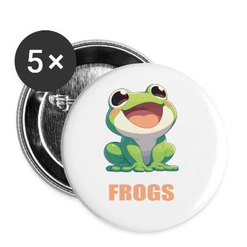 Frosch Frösche - Buttons groß 56 mm (5er Pack) - Weiß - Vorne