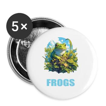 Grenouilles Grenouilles - Lot de 5 grands badges (56 mm) - blanc - Devant